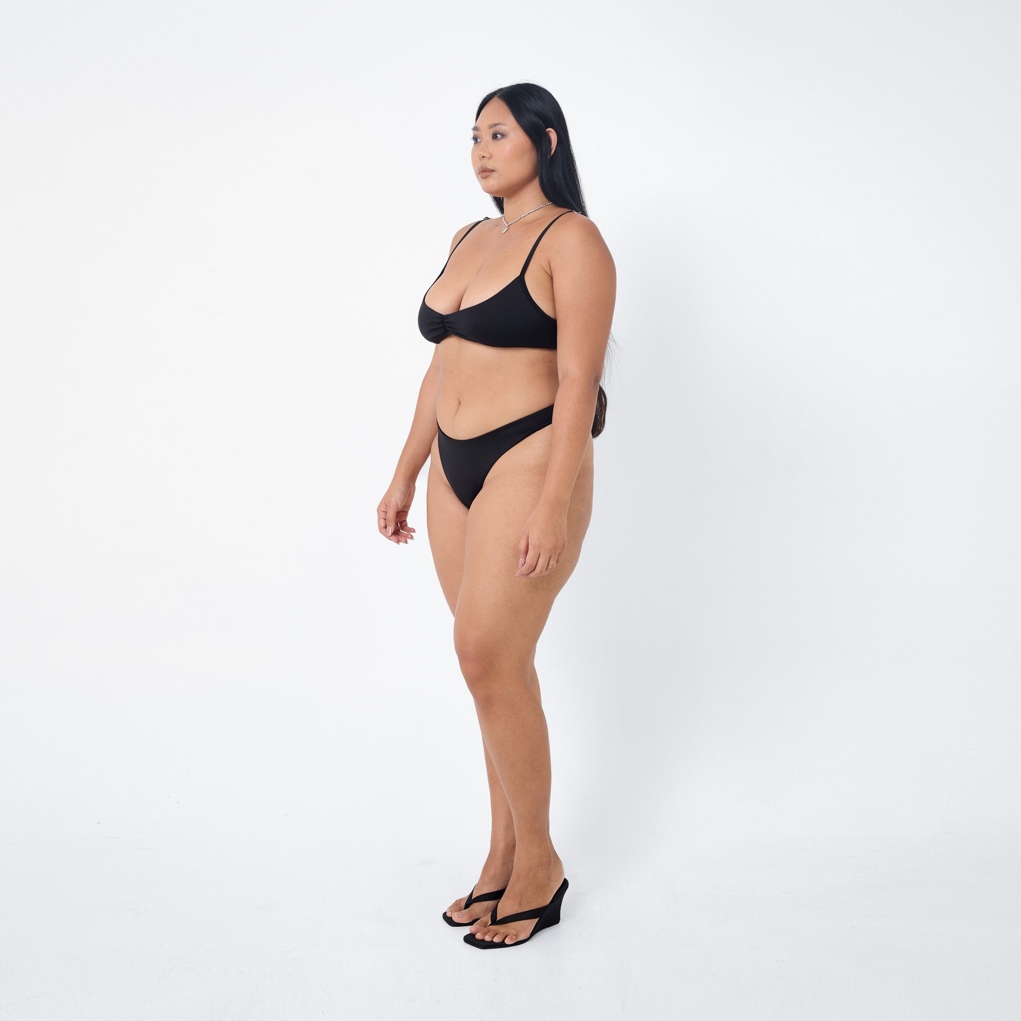 Arthur Apparel high cut brief style bikini bottom in black