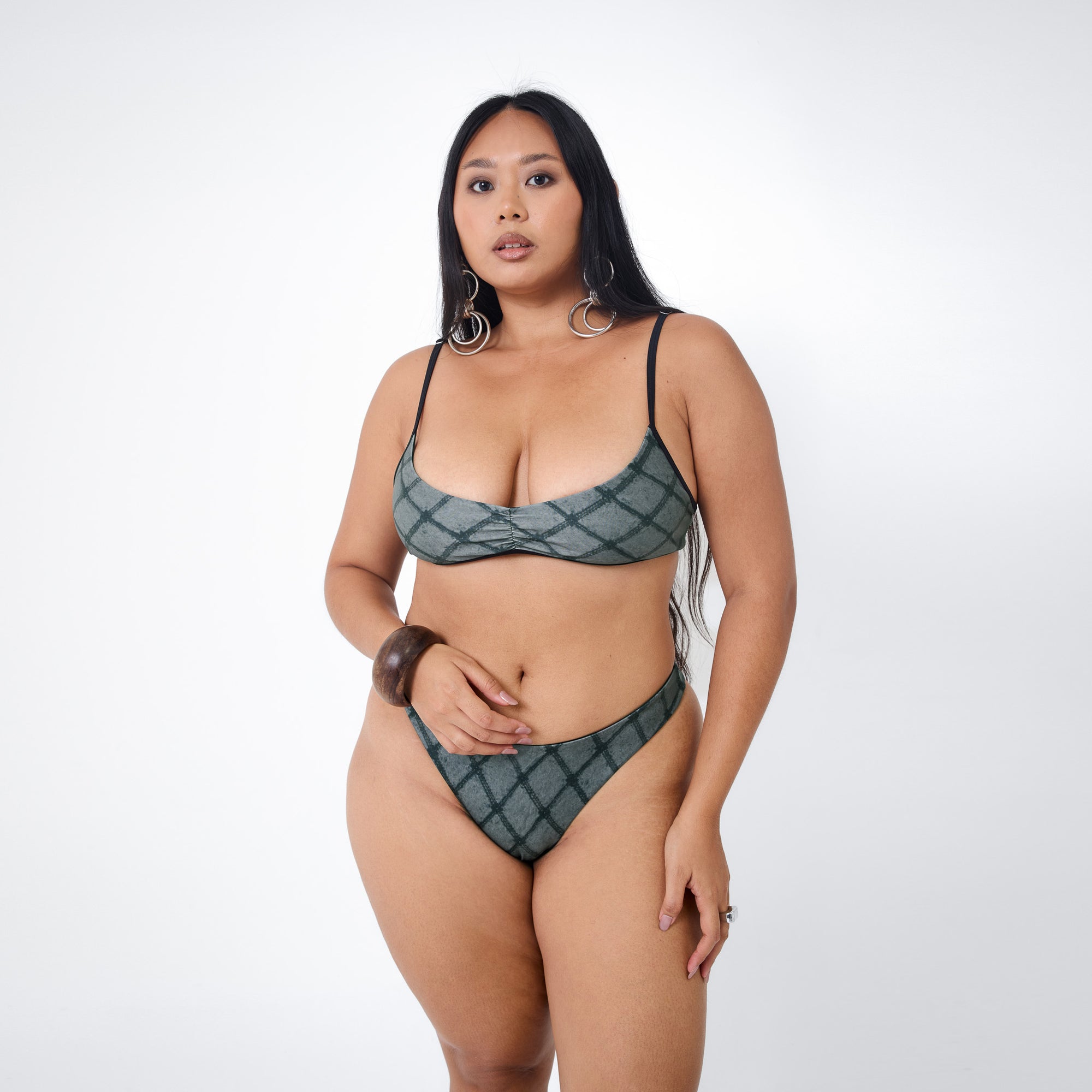 Arthur Apparel grey bralette bikini top in check print