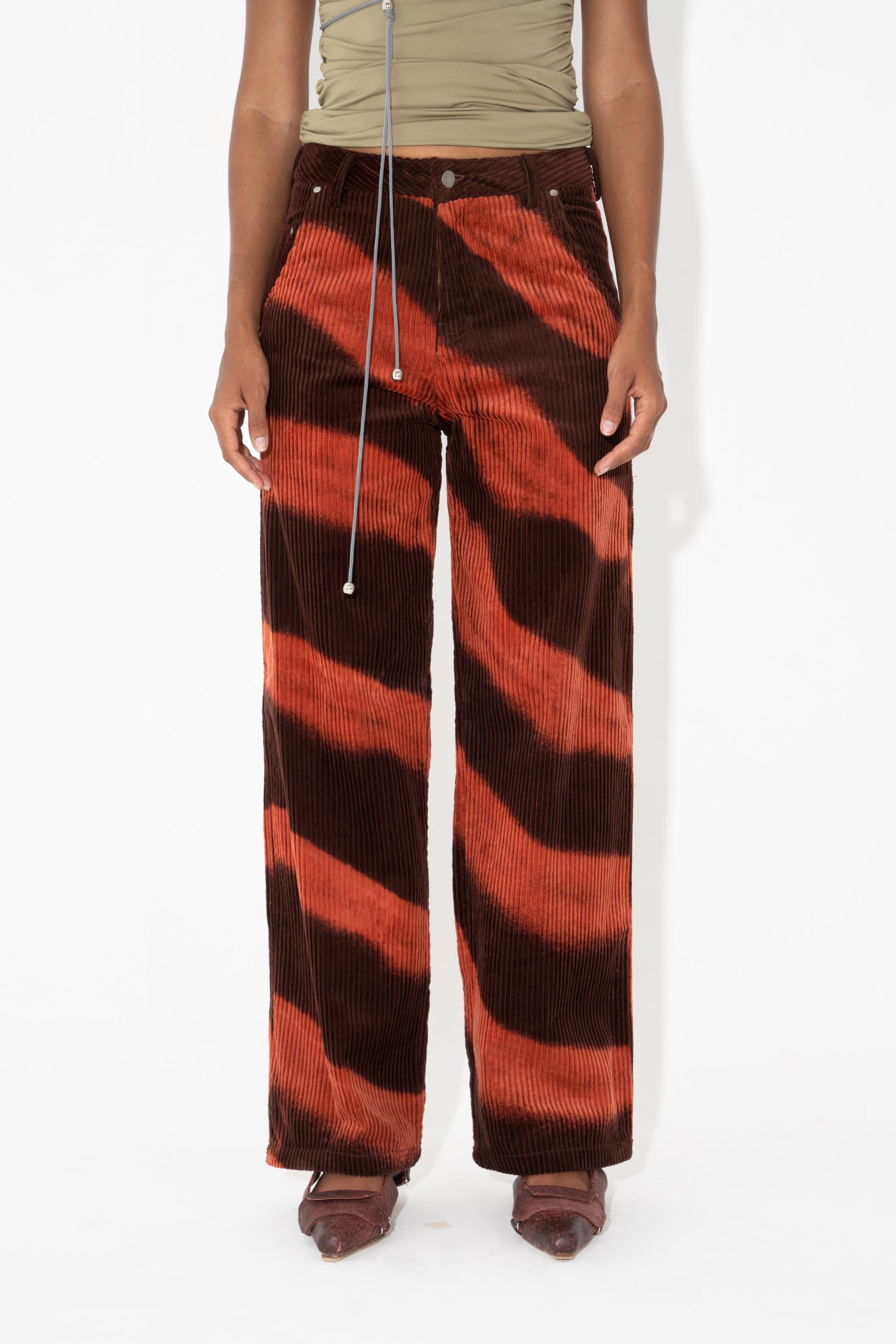 Arthur Apparel Maroon Graphic Mid Rise Relaxed Fit Corduroy Pants