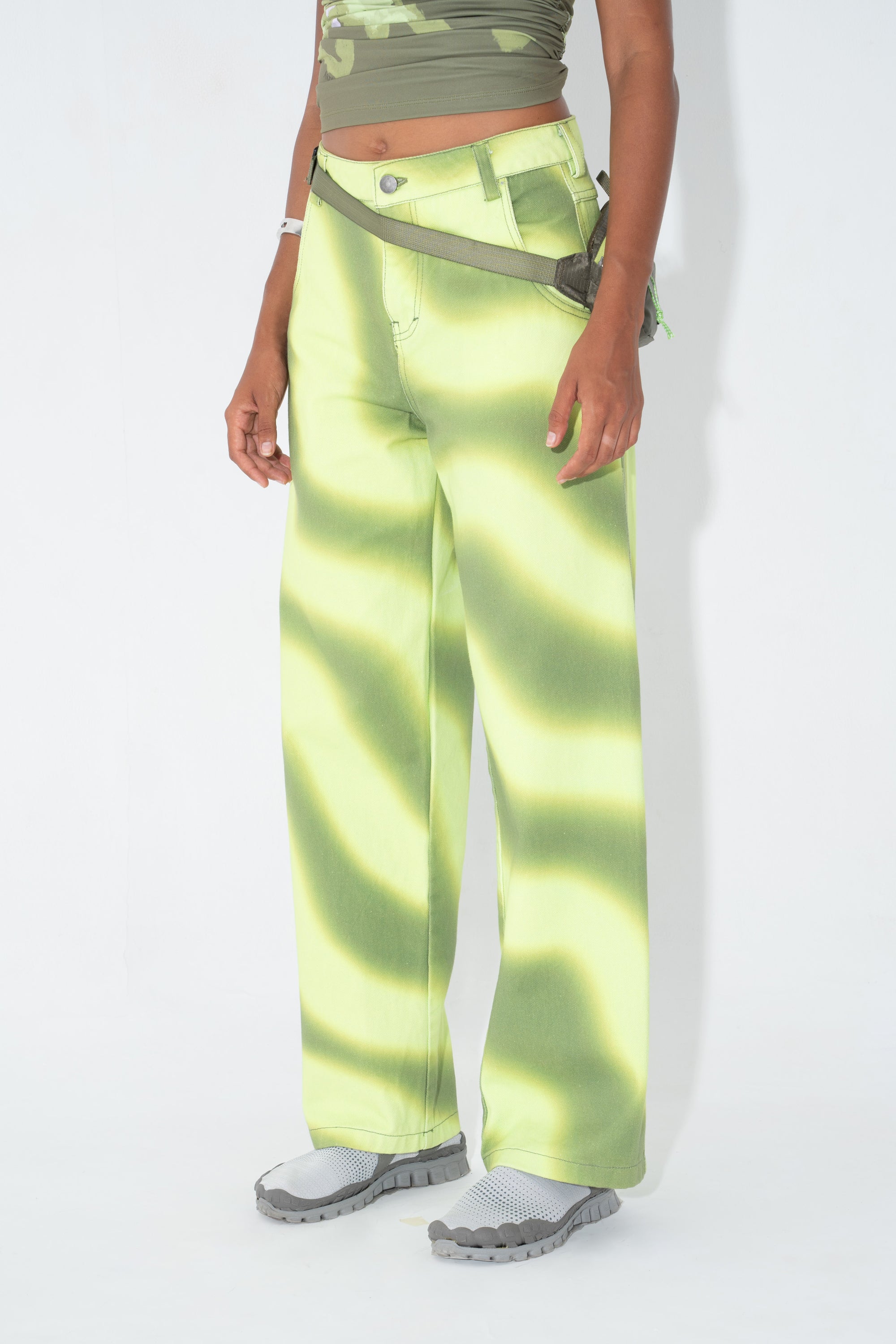 Arthur Apparel Green Graphic Mid Rise Relaxed Fit Jeans