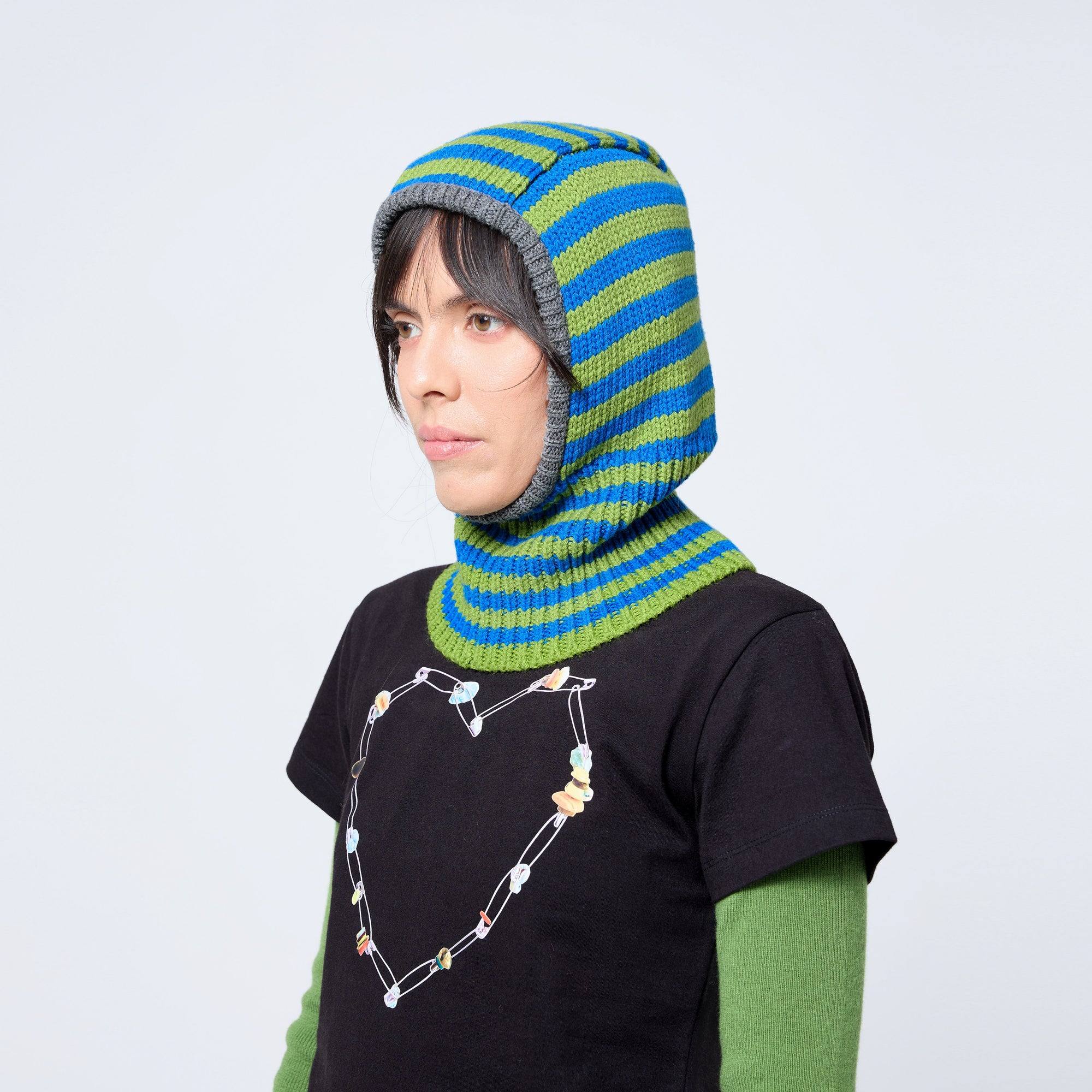 Mini Stripe Balaclava in Calibrate/Green