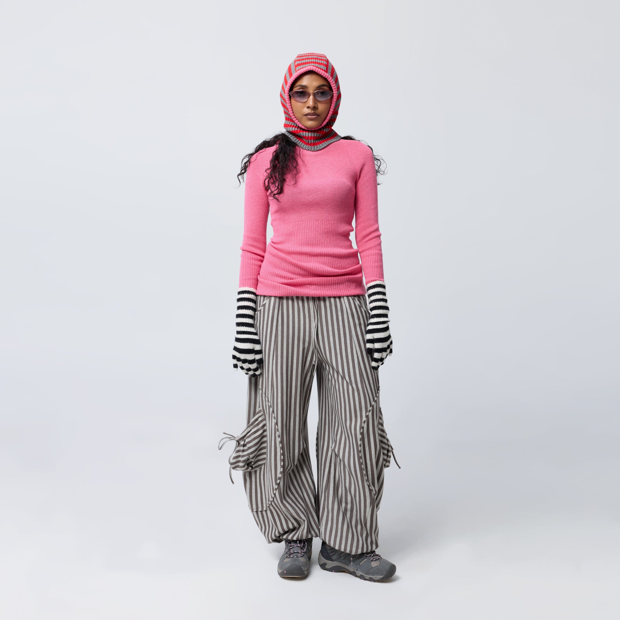 Mini Stripe Balaclava in Calibrate/Red