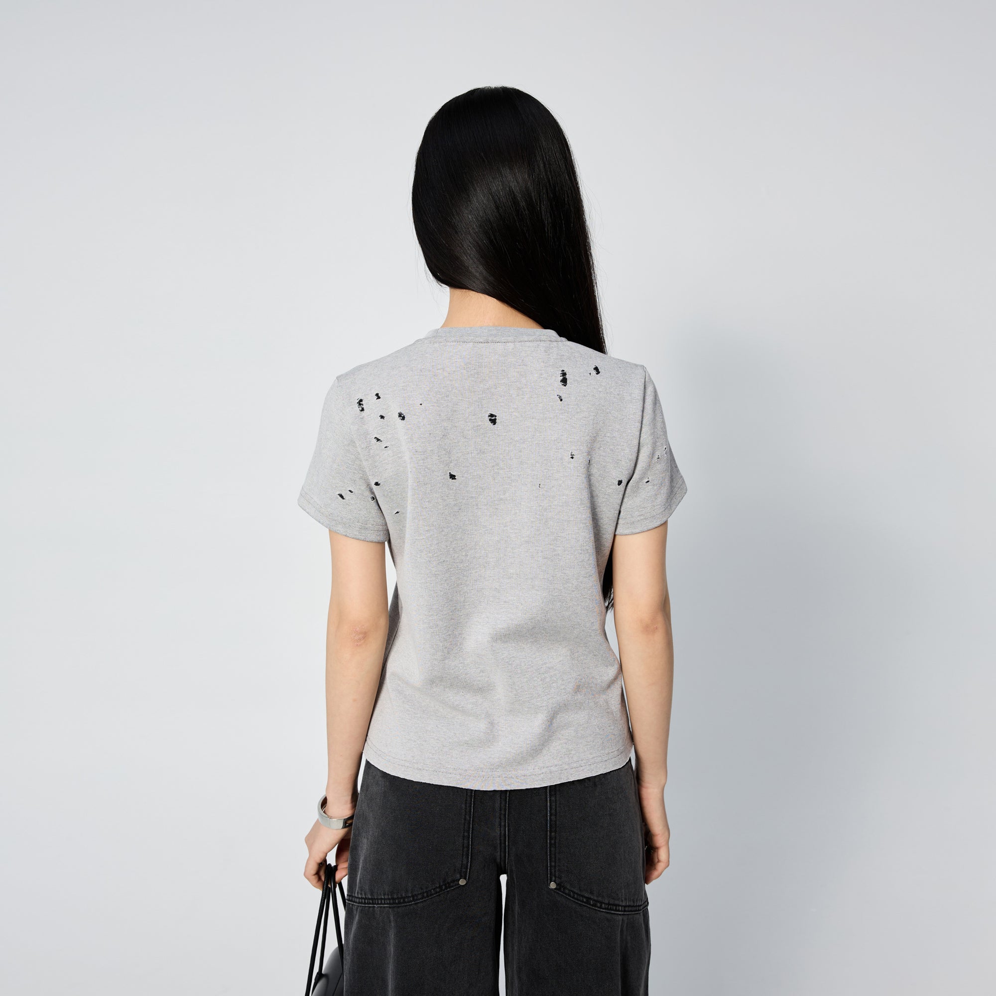Arthur Apparel standard grey tee with black stars print
