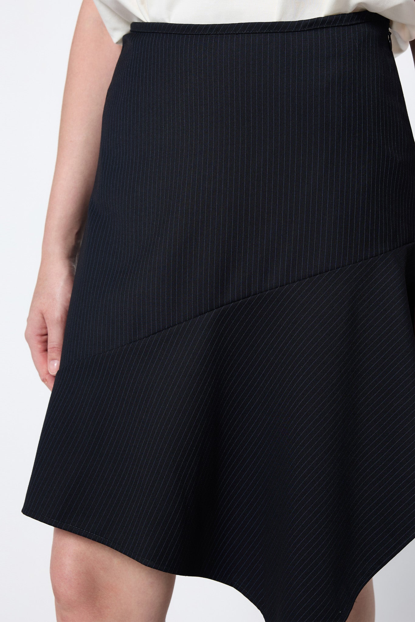 Arthur Apparel Asymmetric A-Line Pinstripe Skirt