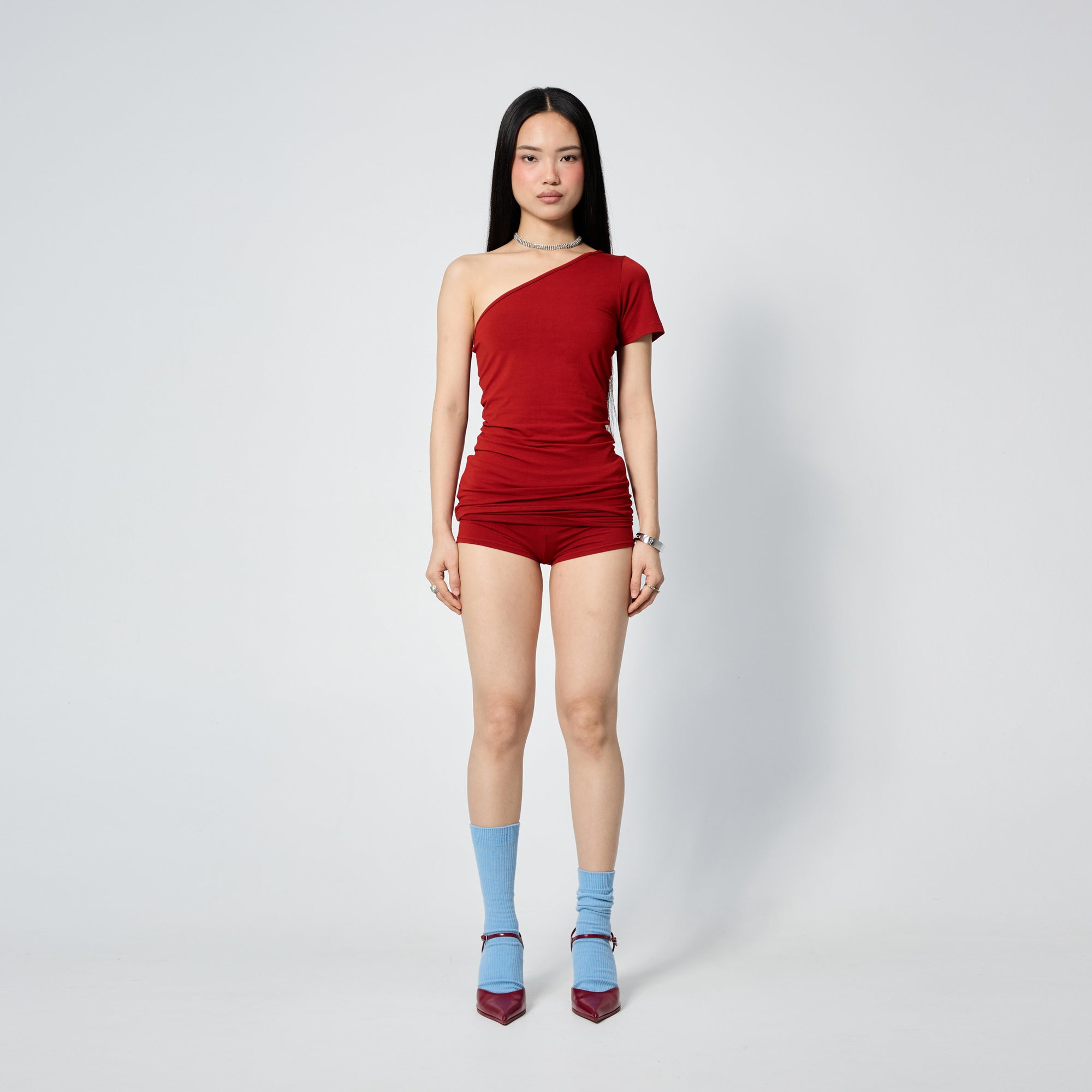 Arthur Apparel fitted mini short in cherry red