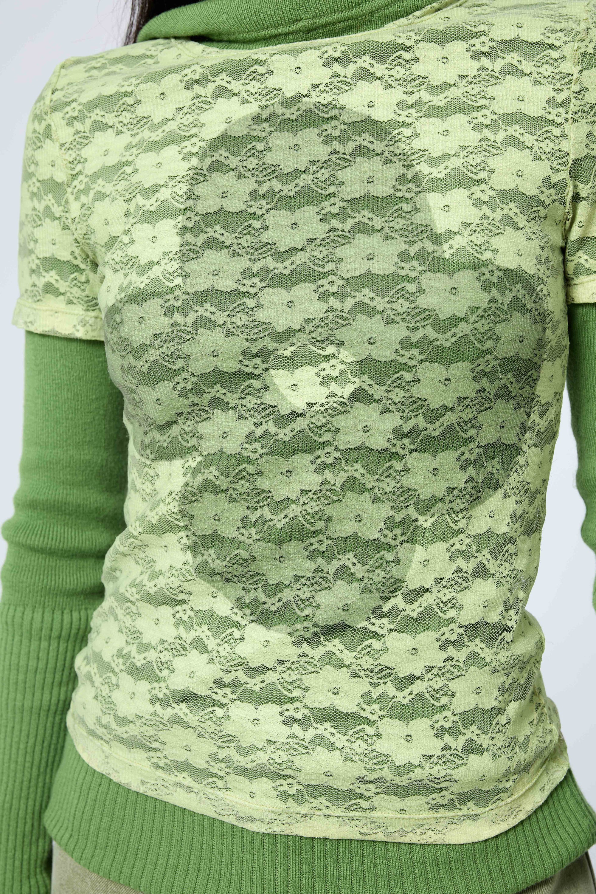 Lace Tee in Moss