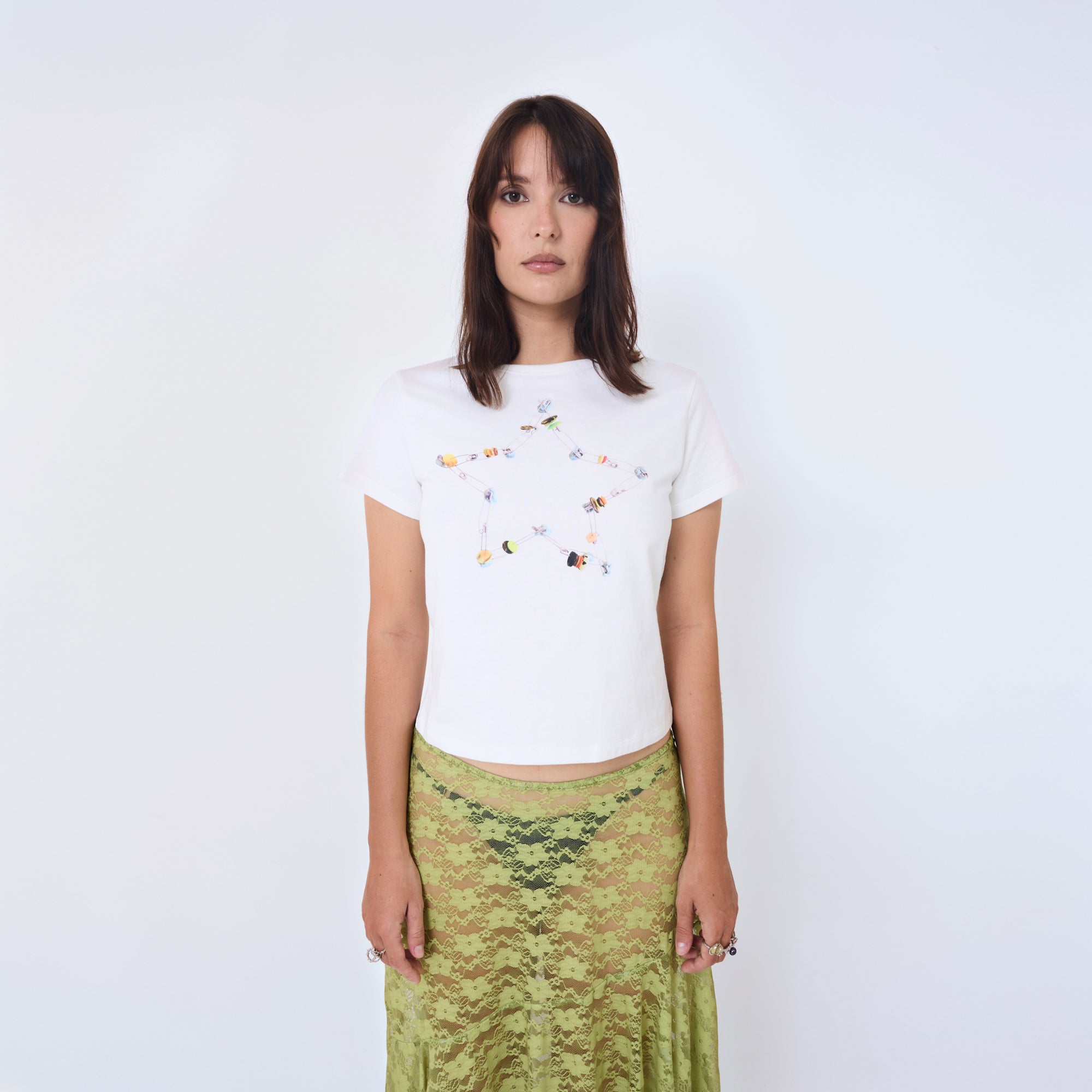 Arthur Apparel standard white t-shirt with star print