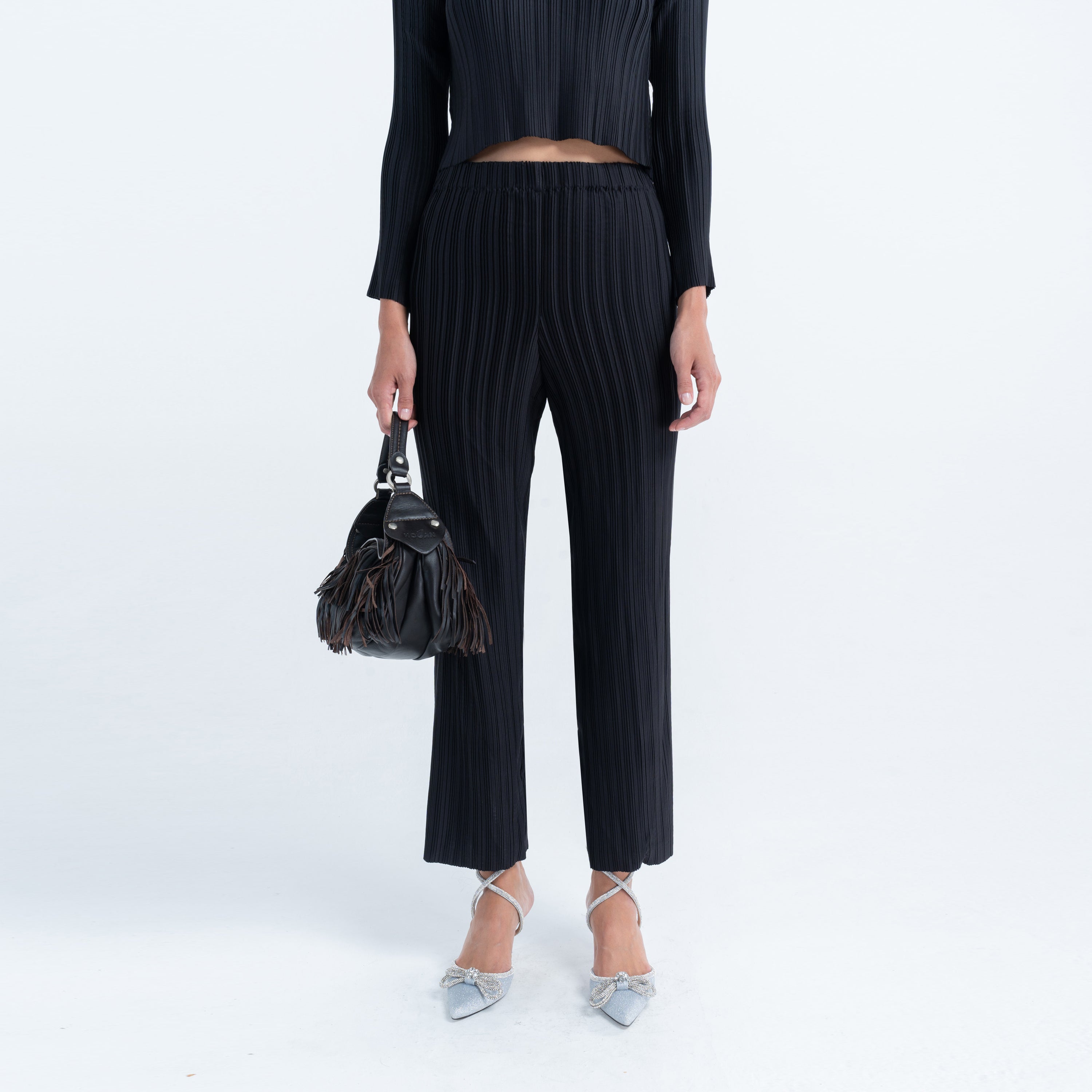 Box Pleat Straight Pant in Black